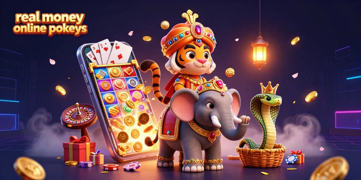Experience thrilling real money online pokies with a vibrant scene featuring dynamic casino elements.